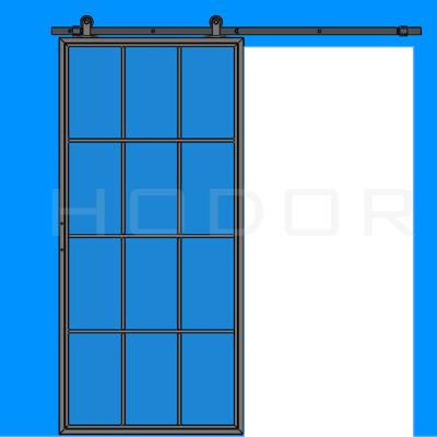 China Decoration HODOR SG13 Sliding Glass Doors With 12 Full One Piece Steel Framed Grilles for sale