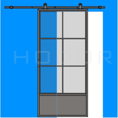 China Decoration HODOR SG02 Double Glass Sliding Door With 6 Grids Metal Frame for sale