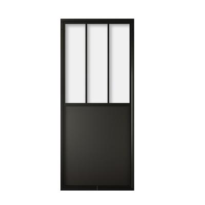 China HODOR HG17 Decoration Glass Swing Door With French Style Black Steel Frame for sale