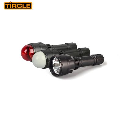 China 12v Rechargeable Flashlight Tri Color Torch Camping Diving Flashlight Rechargeable for sale