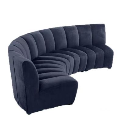 China Modernes Samt-Sofa Wohnzimmer-Marine-Blue Velvets Sofa Hotel Lobby Curve Arc zu verkaufen