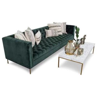 China Hunter Marble Green Velvet Sofa Set Hotel Lobby Sofa ODM for sale