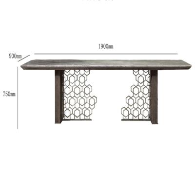 China Italian Minimalist Custom Marble Dining Table Rectangular Stainless Steel Te koop