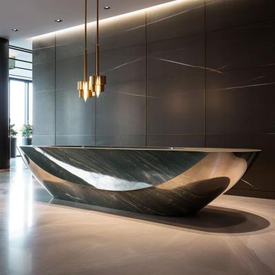 Китай Luxury Hotel Reception Front Desk With Marbling And Metal Custom продается