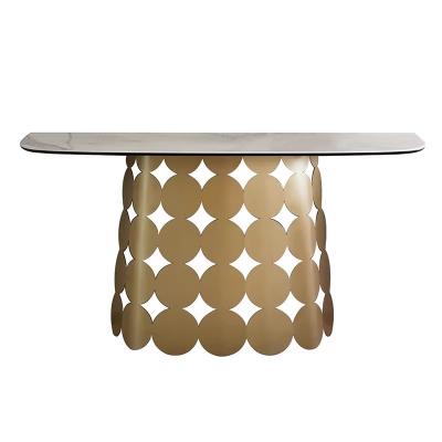 Chine Luxury Hotel High-end Stainless Steel Marble Gold Entrance Table à vendre