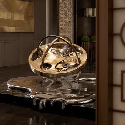 China Melting Clock Art Creation Metal Sculpture With Ceiling Hanging Design For Hotel for sale