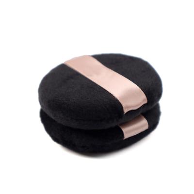 China High Quality Round Cosmetic Sponge Soft Velvet Satin Base Non-Latex Flocking Loose Powder Puff for sale