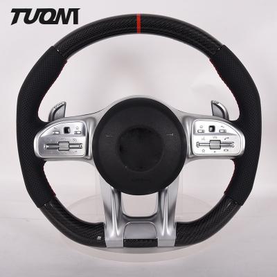 China Gewohnheit Alcantara-Kohlenstoff-Faser-Mercedes Benz Steering Wheels 35cm formen roten Streifen zu verkaufen