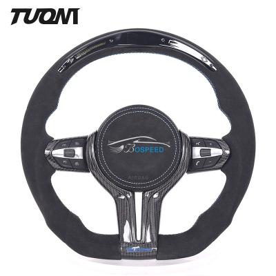 China Racing Sports Matte Bmw Carbon Fiber Steering Wheel LED Full Alcantara ODM for sale