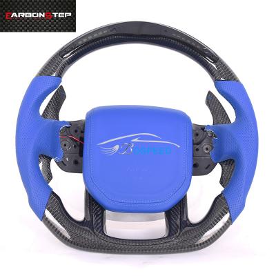 China De blauwe Universial-Gestandaardiseerde Grootte van het Onderdeelland Rover Steering Wheel Carbon Fiber Te koop