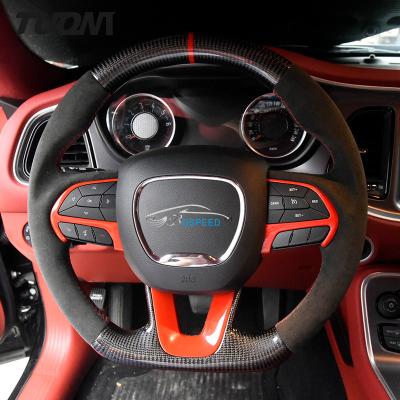 China 380mm rotes schwarzes Dodge Ram Leather Steering Wheel Carbon Faser Soem zu verkaufen