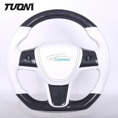 Cina Cuoio bianco di modello dei volanti di Y Tesla Carbon Fiber del modello 3 in vendita