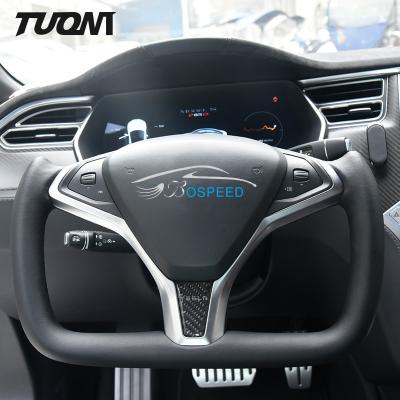 China Lederne Tesla-Kohlenstoff-Faser Yoke Steering Wheel Ergonomic Grip zu verkaufen