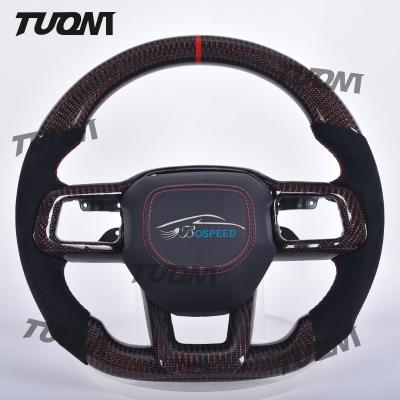 China Leather Carbon Fiber Ford Mustang Steering Wheel with Custom Button and Stripe Colors zu verkaufen