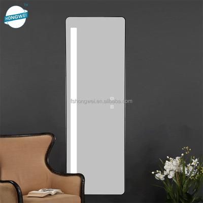 China 2021 Modern Fashion Aluminum Alloy Modern Bedroom LED Full View Mirror With Dimming Change Touch Sensor TDC Waterproof for sale