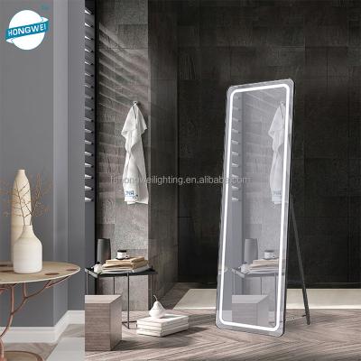 China Floor Standing Home Vanity Mirror Full Body Country Dorm Bedroom Mirror with LED Lights for Bathroom Wall Backlit Dressing Mirror for sale