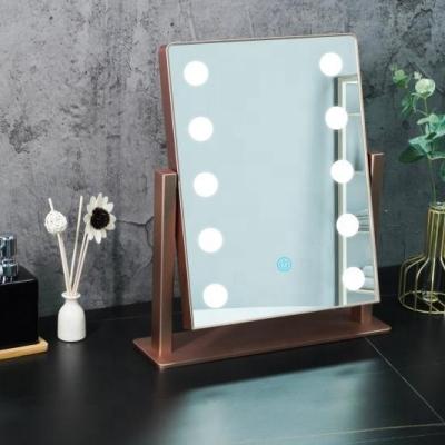 China Wholesale Custom Vanity Modern Hollywood Desk Make Up Mirror With LED Touch Screen Anti Fog Color Changing Dimmable for sale