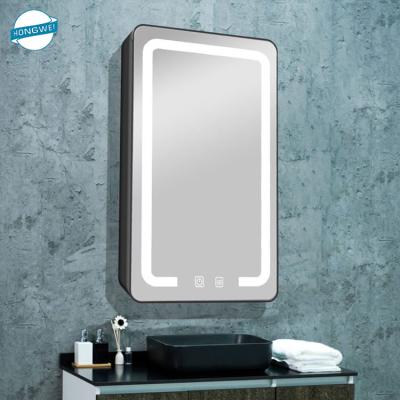 China Bathroom Decoration Touch Sensor Aluminum View Large Luxury Storage Led Bathroom Mirror Cabinet for sale