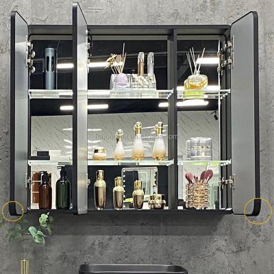 China Contemporary Bathroom Vanity Wall Hung Bathroom Cabinet Slab Mirror Cabinet LED Aluminum Bathroom Equipment IP44 CE ETL for sale