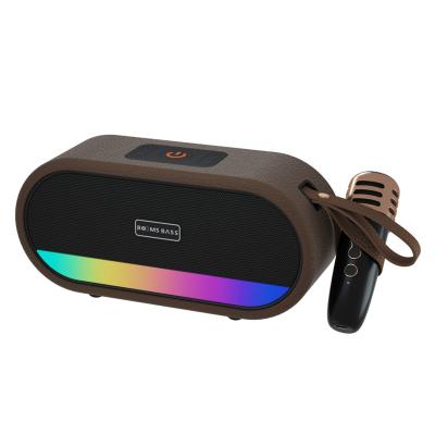 China Colorful LED light BOOMS BASS M 2205 Mini Portable Speaker Outdoor Mini Party Bass HIFI BT Speaker With Mic Home Wireless Karaoke Speaker for sale