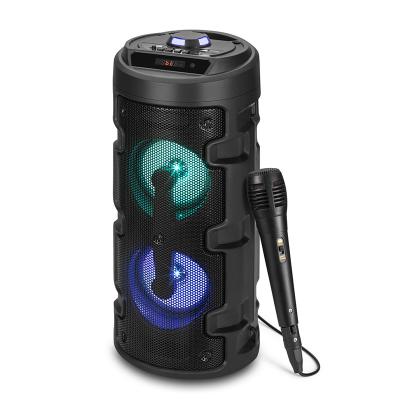 China Colorful LED light Portable Speaker Wireless Bt Outdoor DJ Bass Partybox Boombox Karaoke Speaker for sale