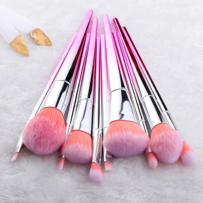 China Wholesale Plastic Soft Pink Silky Soft Professional Makeup Brush Powder Base Handle Base Handle Makeup Brush Silver Blue for sale