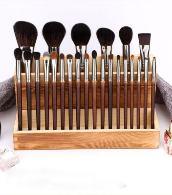 China Wholesale 24Pcs Goat Hair Silky Soft Makeup Brush Custom Logo Personal Foundation Eyelash Makeup Brush Set With Wooden Box for sale