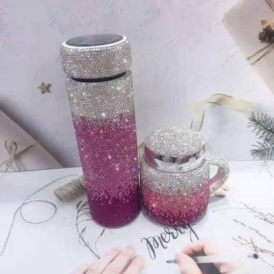 China Bling Gradient Color Gradient Cup Sustainable Ceramic Mug LED Touch Number Gradient Thermos Customized Mugs for sale