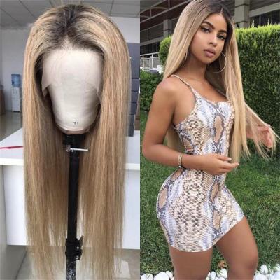 China Wholesale Long Human Hair Wigs Bone Wigs Women Cheap Soft Light Brown Silky Straight Gradient Girls Synthetic Hair Wigs for sale