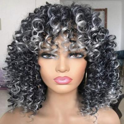 China Hot Sale Wigs Water Wave Synthetic Silky Soft High Temperature Fiber Wig 12Inch Gray Wigs For Black Women for sale