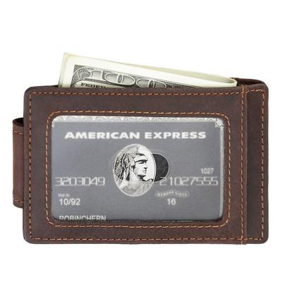 China Anti Theft RFID Blocking Real Leather Card Wallet With Magnetic Money Clip For Holding Bank Cards And Cash for sale