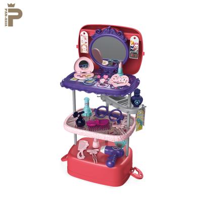 China Deluxe Foldable Storage Girls Bedroom Pretend Play Toy Beauty Makeup Cosmetic Set for Preschool Girls 25*17*14cm for sale