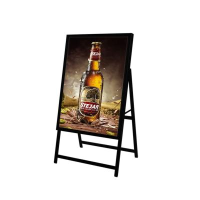 China Custom Outdoor Waterproof Black Metal Aluminum Alloy 42v Acrylic Led Poster Display Stand Frame for sale