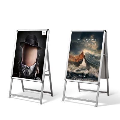 China Single And Double Sided Folding Display Poster Metal Black Floor Stand Aluminum Alloy Vertical Stand for sale