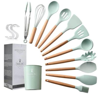 China Sustainable Factory 11pcs Custom Multicolor Silicone Cooking Kitchen Utensils Tool Kit for sale