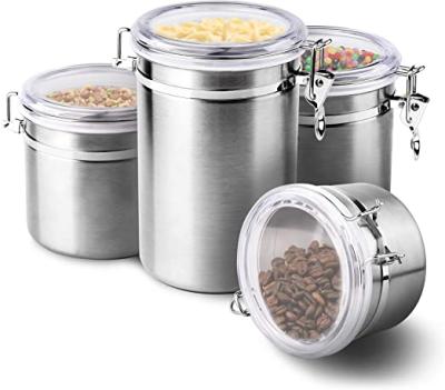 China Stainless Steel Container Recyclable Hot Coffee Maker Sale Airtight Coffee Bean Canister for sale