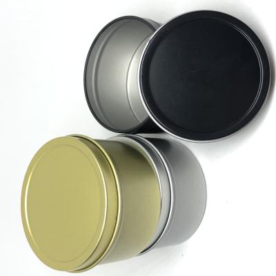 China Food Grade 4oz Black / Gold / Silver Aluminum Candle Tin Cans Round Tin Containers With Lids for sale