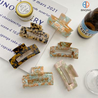 China 2022 hot wholesale custom logo high quality korean colorful vintage sale rectangle acetate square heavy hair clips for sale