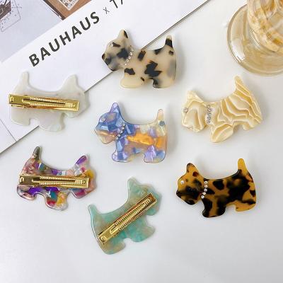 China Hair accessories top sell products 2022 Korean wholesale hair accessories tiaras dog pattern acetate hair clips for sale