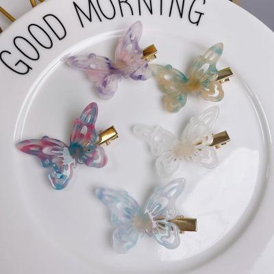 China Hair Accessories 2022 New Fashion Hair Accessories Cellulose Acetate Butterfly High Quality Hair Clips For Girls for sale