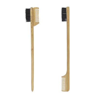 China Salon High Quality Custom Made 2 in 1 Vegan Baby Hair Comb Bamboo and Wooden Edge Double Sided Command Broom for sale