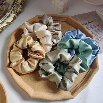 China Hair Accessories Fashion High End 100% Pure Mulberry Silk Luxury Scrunchies Deep Lace French Elastic Hair Bands For Women for sale