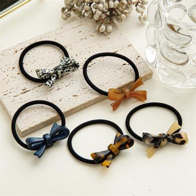 China Headwear 2022 New In April Korean Rubber Hair Tie Acetate Bow Tie Excellent Quality Elastic Hair Bands No Slip For Girl for sale