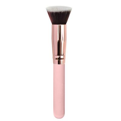 China Angular blush hot sale high quality wholesale make your own brand simple pink black flat surface foundation makeup brush for sale