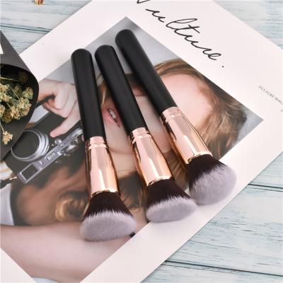 China Angular Blush Wholesale Make Your Own Brand Simple Pink Black Flat Surface Powder Makeup Brushes Foundation Cosmetic Brushes for sale