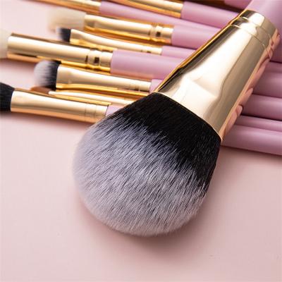 China Angular Blush High End Pink Wooden 15Pcs Cosmetic Make Up To Sweep Synthetic Hair Makeup Brushes Premium Private Label for sale