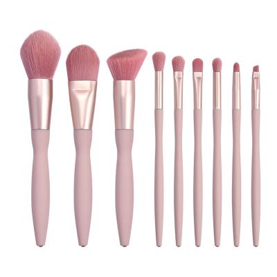 China Angular Blush Makeup Tools Free Samples 9 Pcs Low Custom Moq Logo Pink Custom Makeup Brushes 2022 Private Label for sale