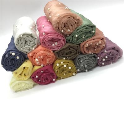 China Hot-selling Organza Scarf Hot-selling Organza Pearl Scarves Dubai Women Hijab Shawls Soft Cotton Hijab for sale