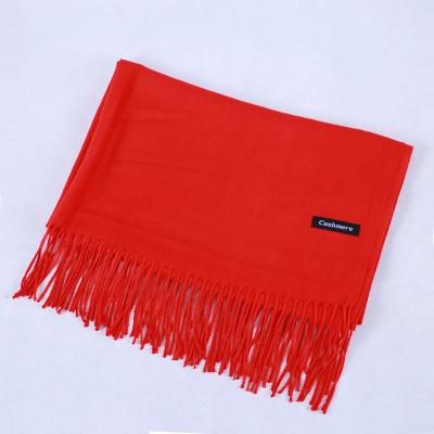 China Neckscarf& New Style Autumn And Winter Solid Color Warm Faux Cashmere Scarf Monochrome Fringed Hijab Muslim Long Scarf for sale