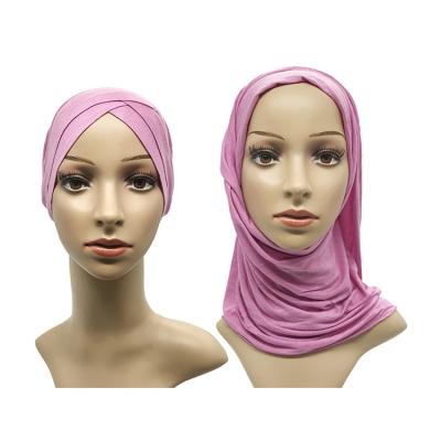 China 58cm muslim modal elastic front hat basic hat scarf cross combination for sale